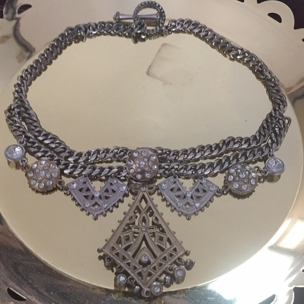 Eclectic Necklace Gold/Silver-Toned Rhinestones